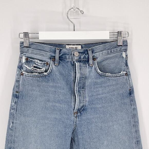 AGOLDE 90s Mid Rise Loose Fit Distressed Jeans Captured Wash Size 24 - Picture 3 of 6
